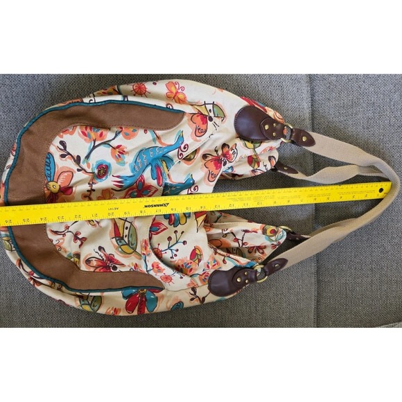 LUCKY BRAND Canvas & Leather Colorful Floral Backpack Shoulder Bag - Picture 5 of 12